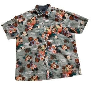 Sahara Club Button Up Shirt Mens XL Green Tropical Excellence Aloha Hawaiian